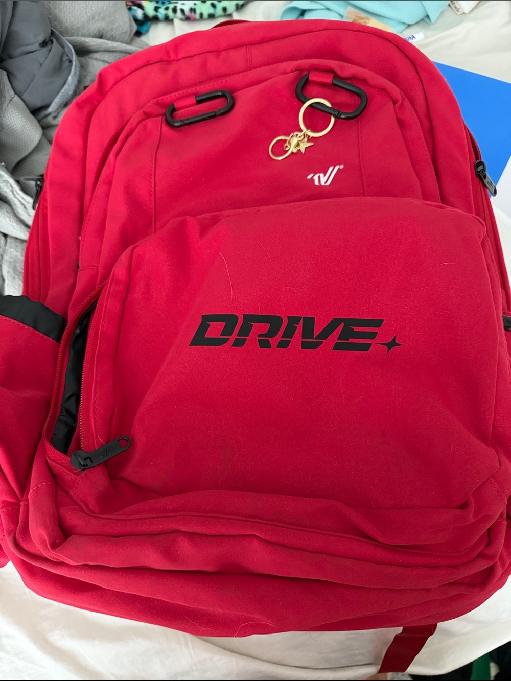 Red Shimmer Varsity 'DRIVE' Logo Backpack